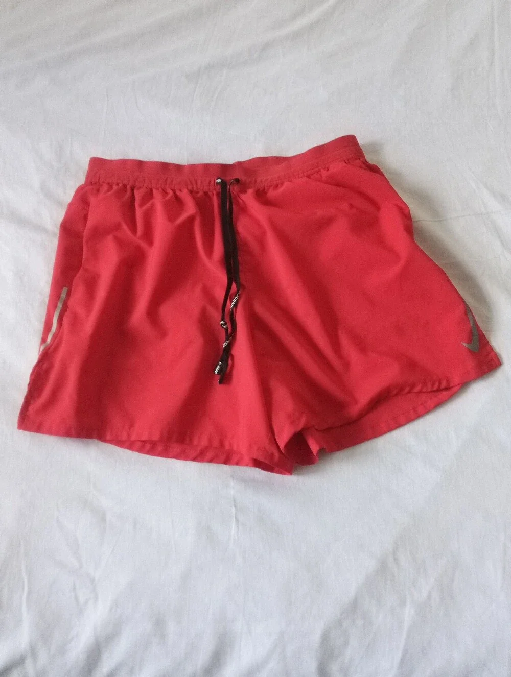 Nike Men's Coral Red Running Shorts with Drawstring